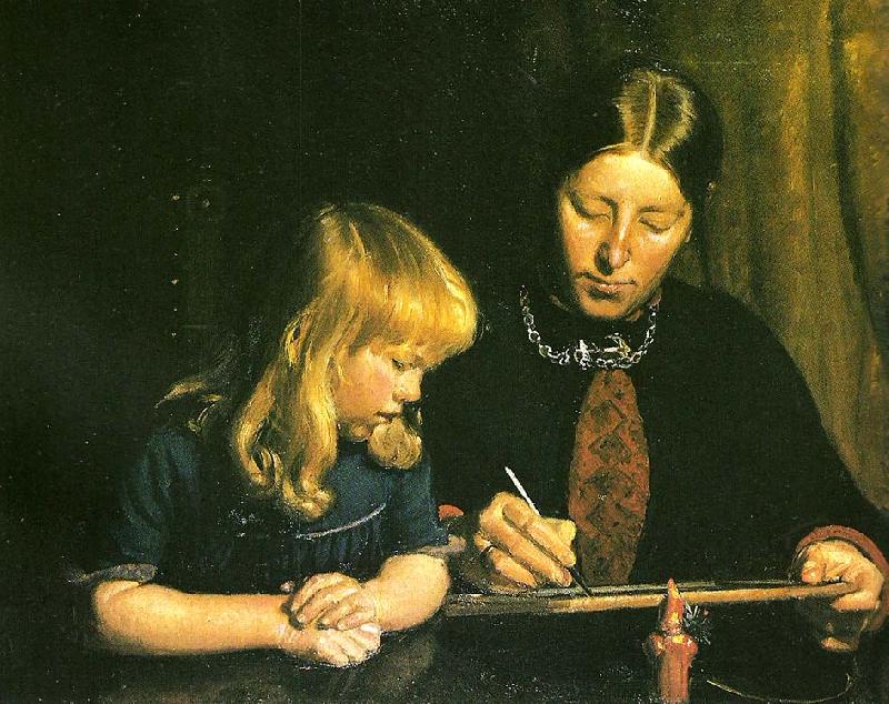 Michael Ancher anna ancher lcerer sin datter helga at tegne Sweden oil painting art